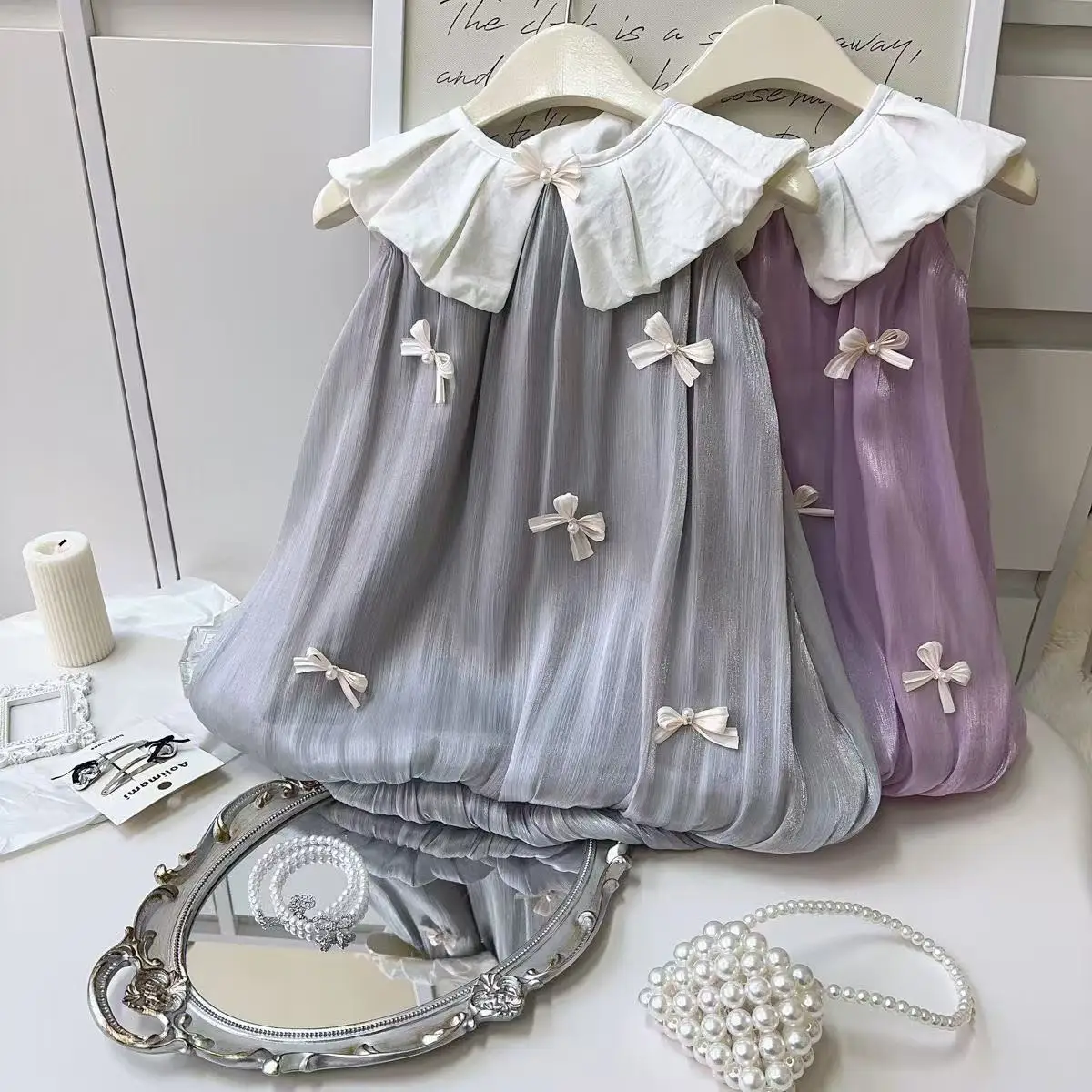 

2-7 Years Girls' Dress 2025 Summer New Korean Version Doll Collar Princess Skirt Baby Bud Sundress Dress 90-140cm