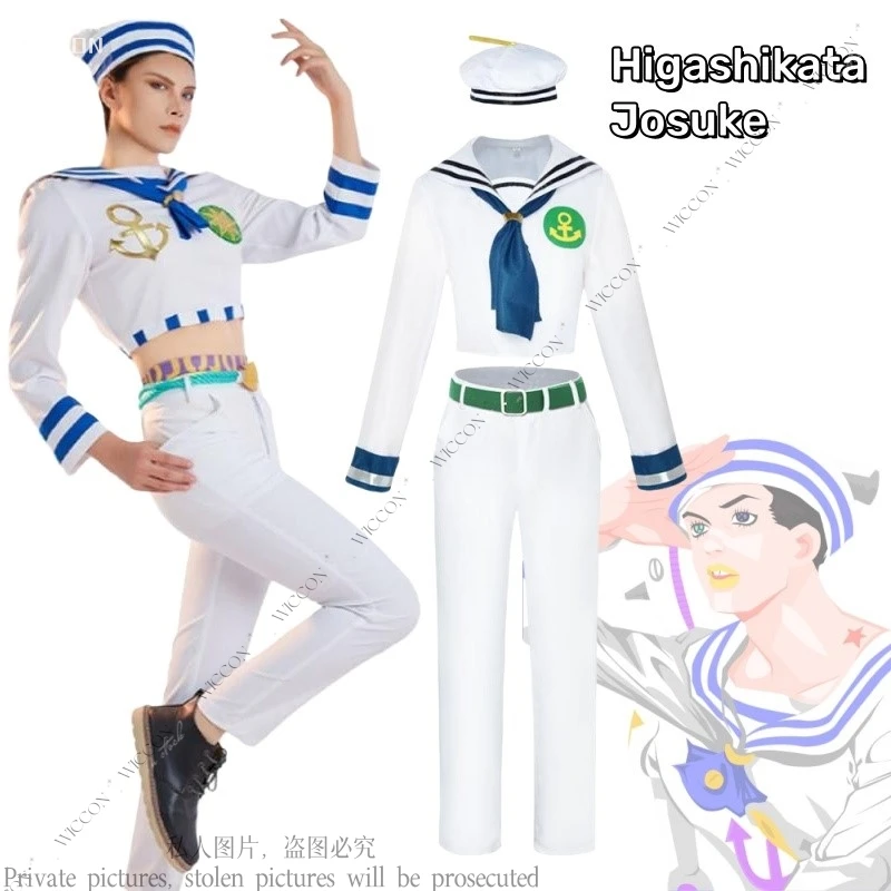 

Higashikata Josuke Jo Cosplay Jo's Costume Bizarre Man Suit Adventure Halloween Carnival Outfits Role Play Sailor Suit Hat