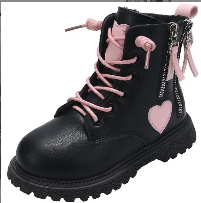 Fashion Girls Ankle Boots New Autumn Winter Fashion Black Beautiful Princess Non-slip Performance Boots for Add wool Casual Boot