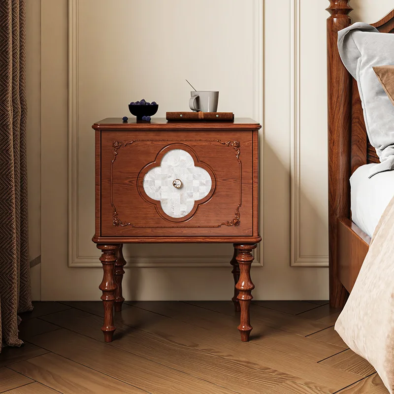 DSA solid wood bedside table crystal handle retro locker bedroom bedside table storage small