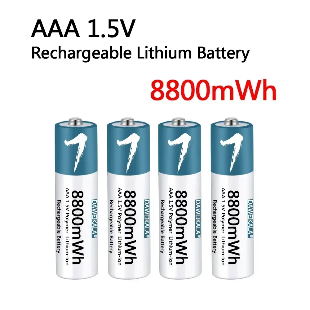 แบตเตอรี่ AAA 1.5V แบตเตอรี่ลิเธียมไอออนโพลิเมอร์แบบชาร์จไฟได้ 8800mWh แบตเตอรี่ AAA สําหรับรีโมทคอนโทรลเมาส์พัดลมขนาดเล็กไฟฟ้าของเล่น