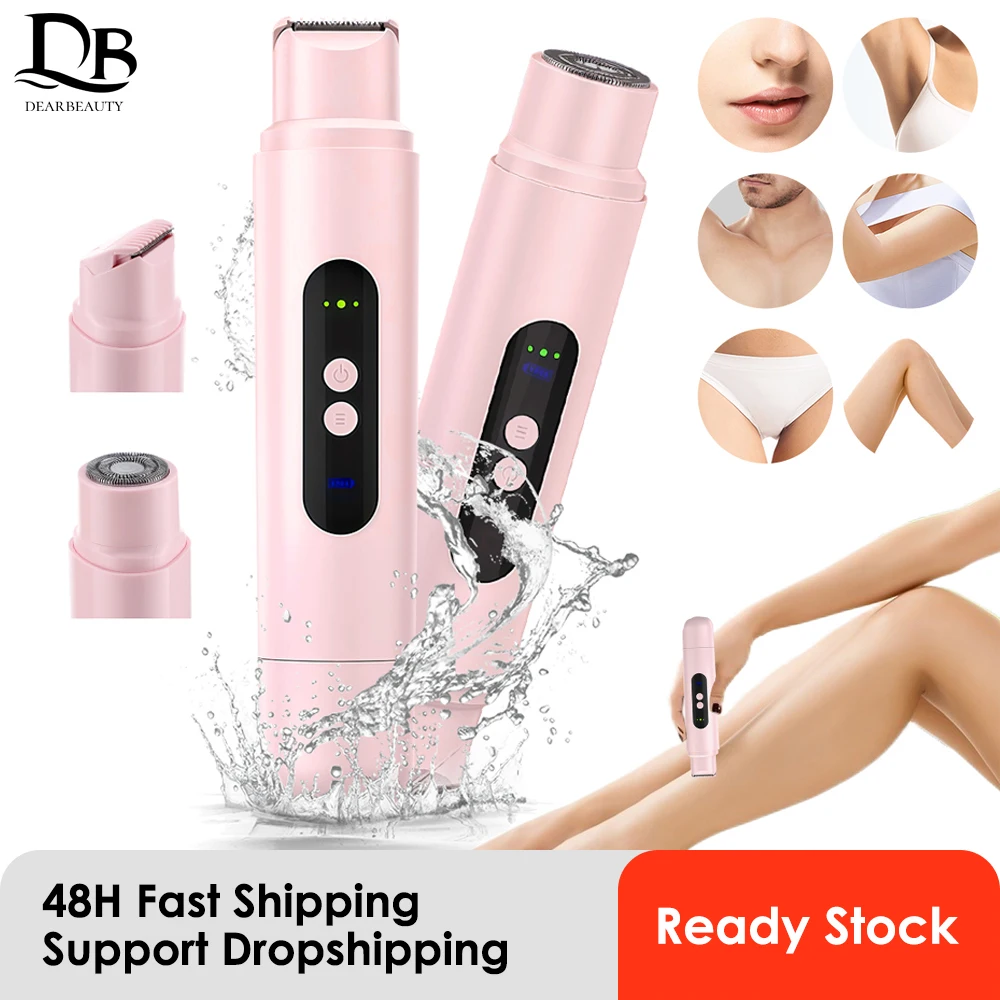 Electric Shaver for Women Bikini Trimmer Facial Mustache Hair Removal Razor Ladies Face Underarm Legs Electric Painless Epilator