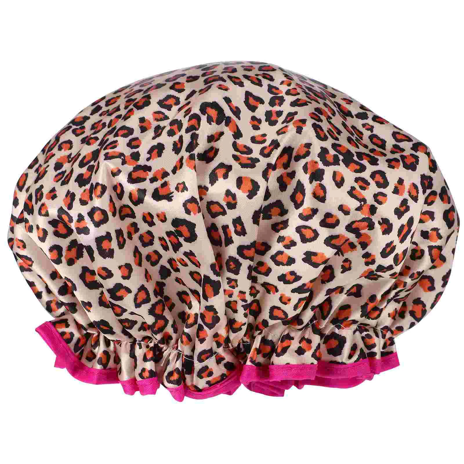 Leopard Shower Cap with Satin inside Extra Large Hair Cover For High Quality Drying Hats Women\'s