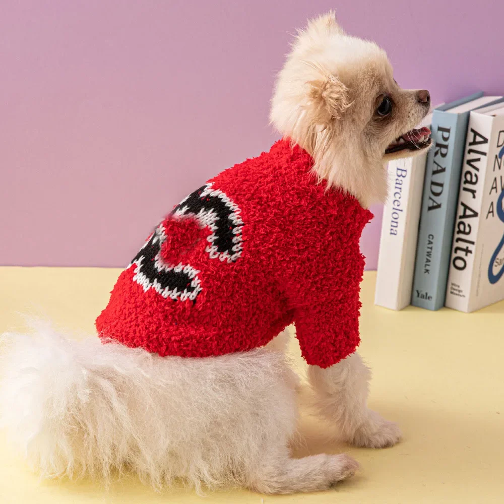 Pet Plush Sweater Pet Diamond Plaid Sweater Little Dog Senior Clothing Autumn and Winter Dog Coat Dog Clothes for Small Dogs