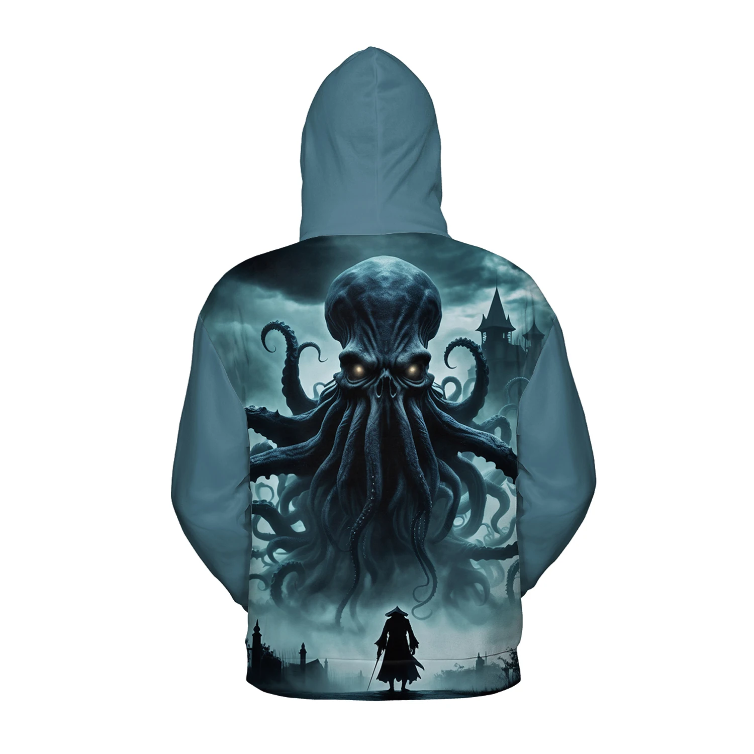 Jumeast God Cthulhu 3D Men Zipper Hoodies Dark Academia Horror Women Hooded Sweatshirts Gothic Green Clothing Halloween Coats