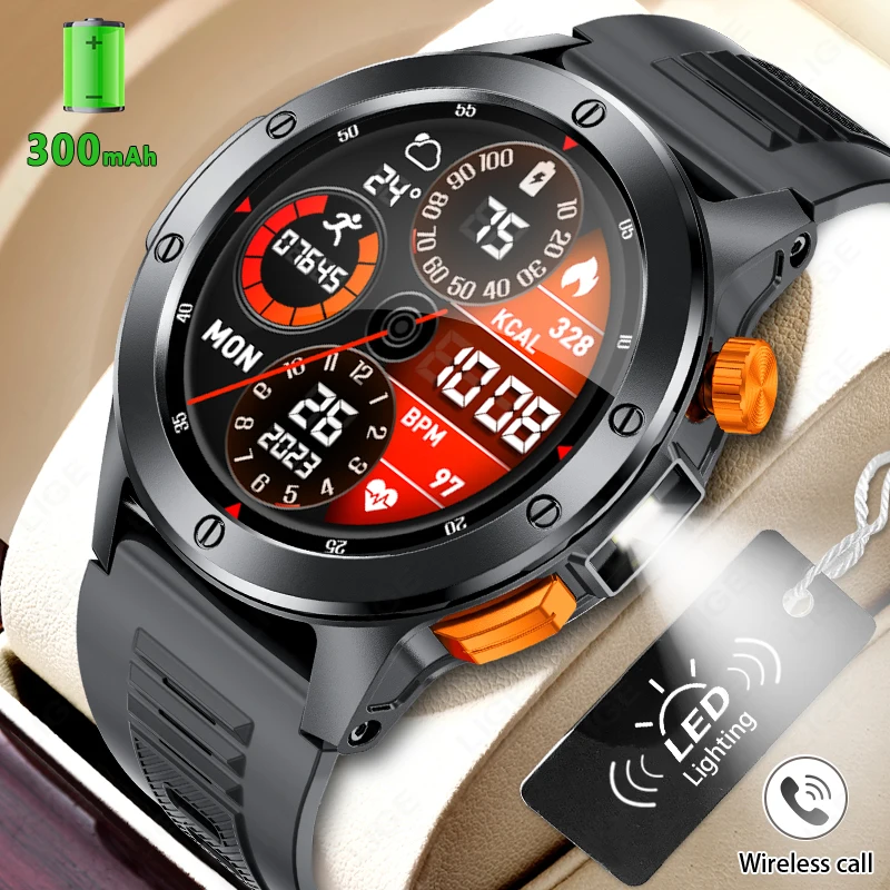 2025 Nuovo Smart Watch AMOLED Smart Watch da uomo con torcia sportiva fitness tracker impermeabile chiamata Bluetooth Smartwatch uomo + scatola