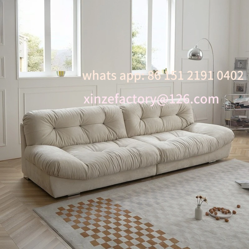 

Customizable Cloud Sofa Down Small Apartment Living Room Straight Row Milan Fabric Sofa
