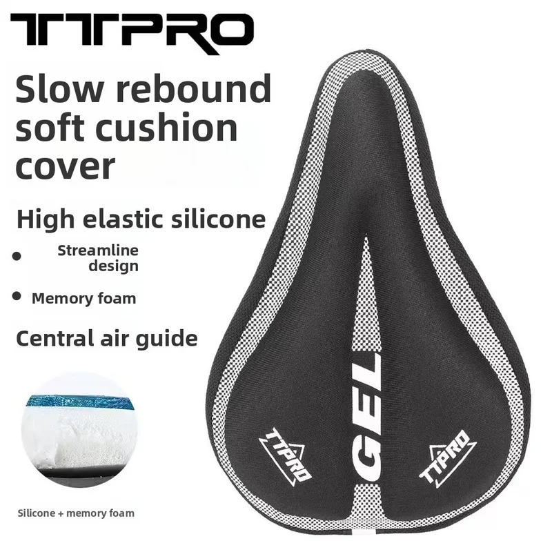 TTPRO Gel Bicycle Seat Cushion Cover Thick Silicone Memory Foam Saddle Pad Universal for Road Mountain Bike Cycling Accessories