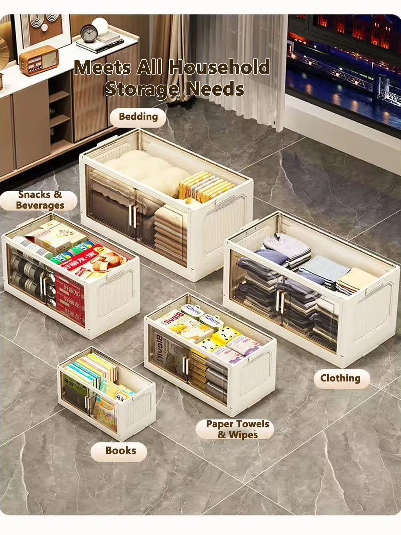 Storage Cabinet Folding Storage Box Home Living Room Toy Cabinet Storage Rack Snack Cabinet Installation-Free Kitchen Storage Cabinet Folding Storage Cabinet Organizer