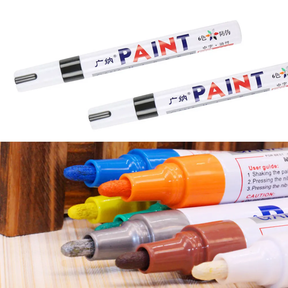 1pcs White Waterproof Wheel Tire Oily Mark Pen Auto Rubber Tyre Paint Pen Cd Metal Permanent Paint Marker Graffiti Up