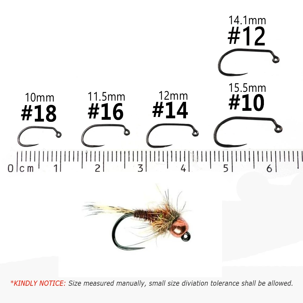 Bimoo 100PCS High Carbon Steel Barbless Jig Nymph Fly Tying Hook For Fast Sinking Wet Flies Nymphs Trout Fishing Lures Baits