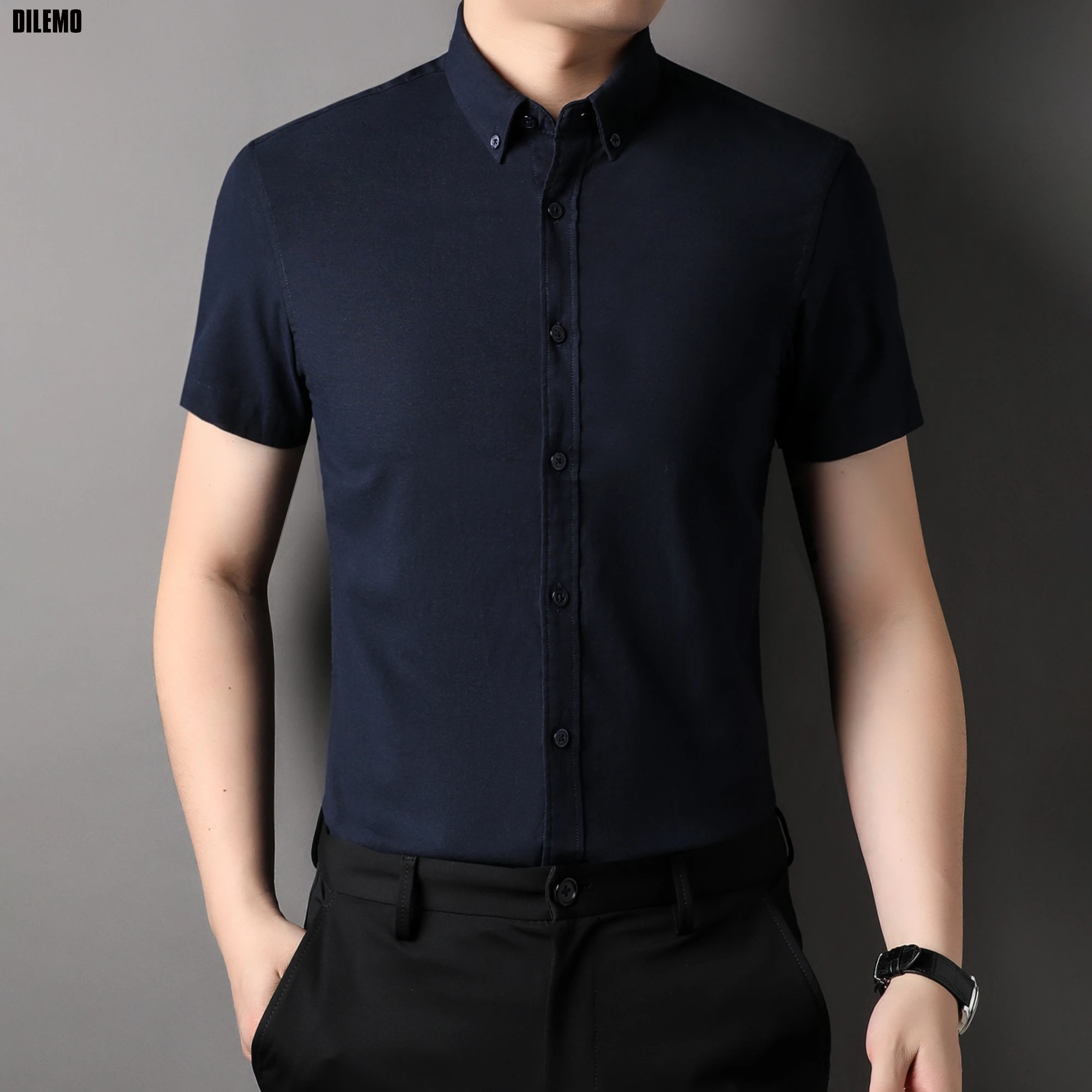 Top Grade Oxford New Summer Brand Slim Fit Shirt Trending Short Sleeve Breathable Classic Casual Fashion Mens Clothes 2025
