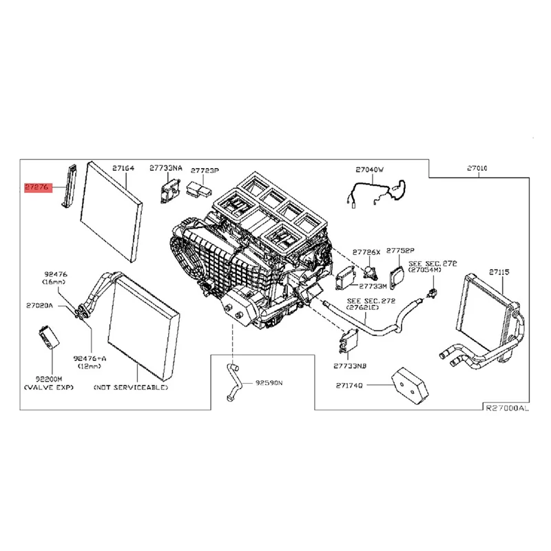 27276-3JC1A Фильтр кондиционера для Nissan Infiniti Altima Maxima 2013-2018 Фильтры крышки корпуса из углеродного ящика кондиционера