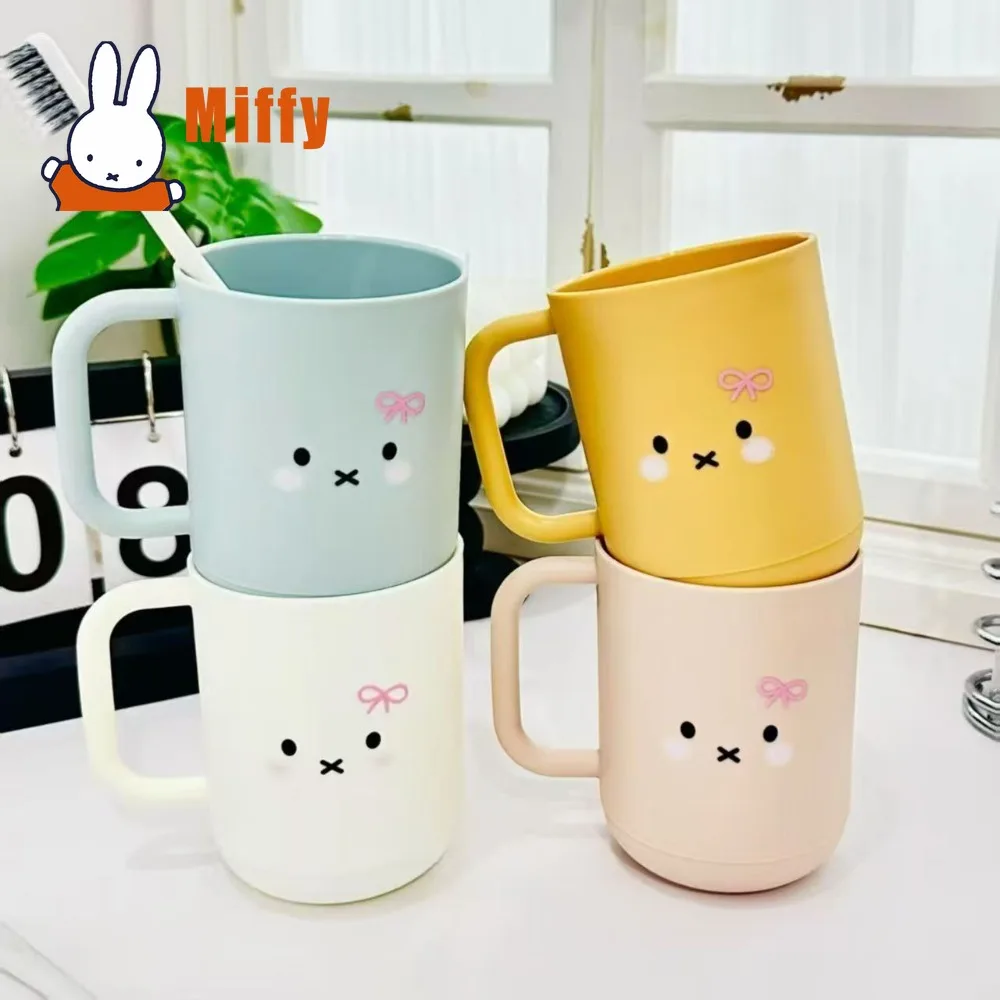 

Kawaii Miffy Toothbrush Holder Cup Cute Rabbit Cartoon Face Design Pastel Color Stackable Bathroom Organizer Daily Use Girl Gift
