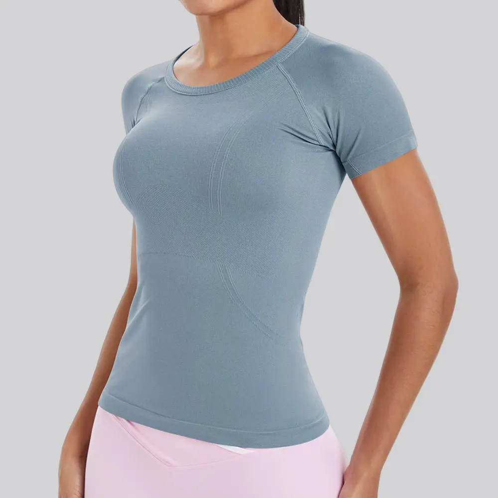 

Women Solid Yoga Top Seamless Sport T-Shirts Fitness Clothes Short Sleeve Yoga Shirt Gym Top Fast Dry Running Workout Sport Tops