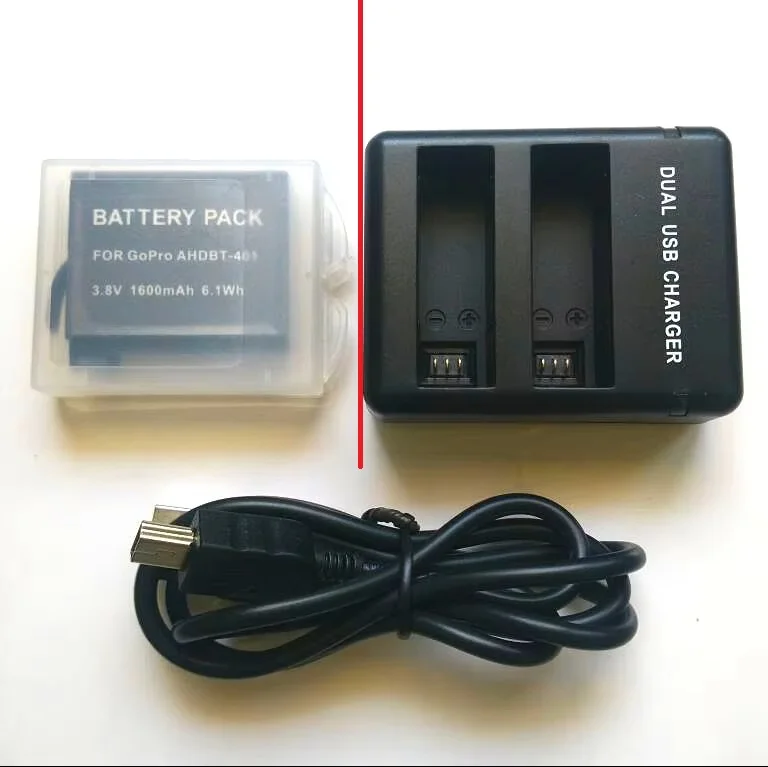 For Gopro Hero 4 Battery 3.8V  bateria Hero 4 Battery USB DUAL Charger battery case For Hero4 Silver /Black Action accessories