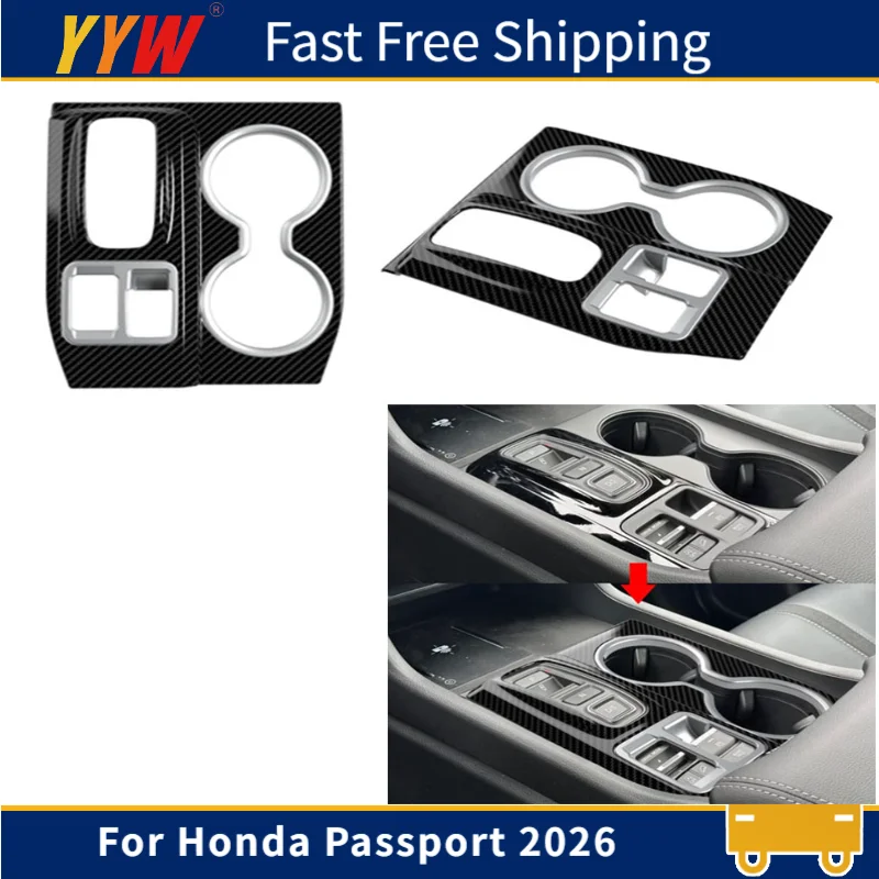 

Центральная панель управления, автомобильные аксессуары для Honda Passport 2026, автомобильный центральный подлокотник, держатель для напитков, углеродное волокно с принтом