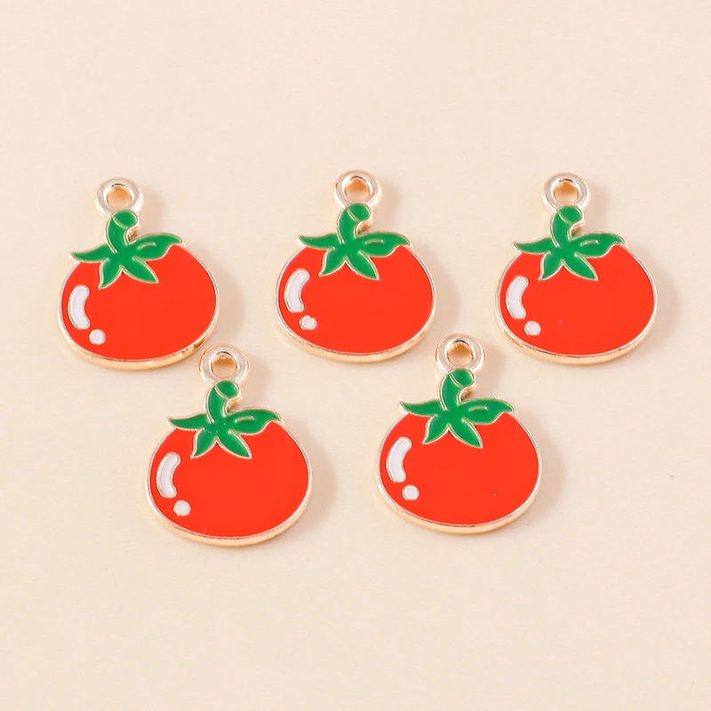 20 Stück 13x17mm süße Lebensmittel Charms Emaille Tomaten Charms für Schmuckherstellung Ohrringe Anhänger Halsketten Armbänder DIY Bastelbedarf – Detail 6