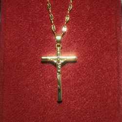 Titanium Steel Necklace with Gold Plated Cross Pendant for Men and Women, Jewelry Accessories