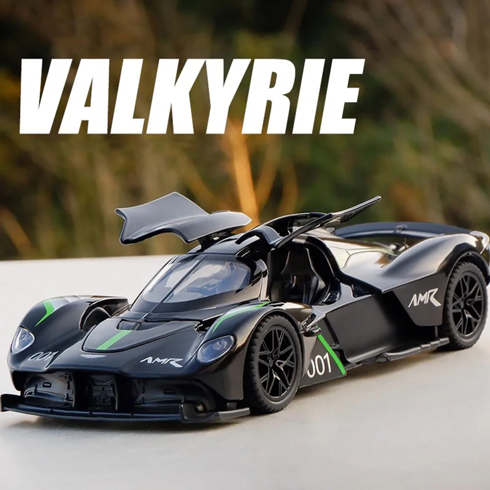 1:32 Valkyrie DB12 Supercar Druckguss-Legierungsmodell, Spielzeug, Ton und Licht, zurückziehbare Türen, geöffnete Miniaturfahrzeuge, Sammeln von Hobbys