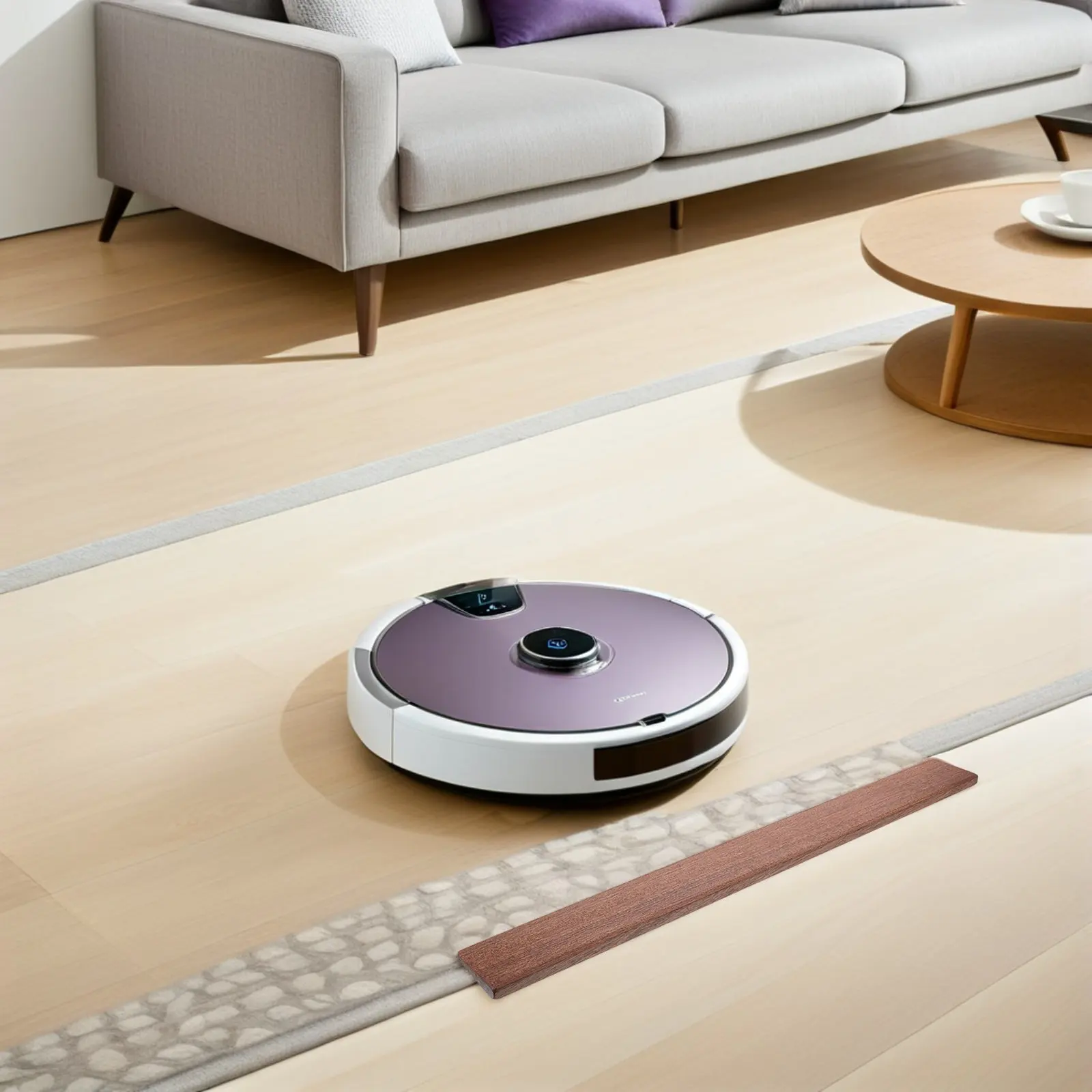 Afbeelding 7: Houten drempelhelling 0,4 inch hoogte voor binnendeuren, rolstoel, scooter, robotstofzuiger, hellingpad, vloerovergangsstrip, 20 inch lang
