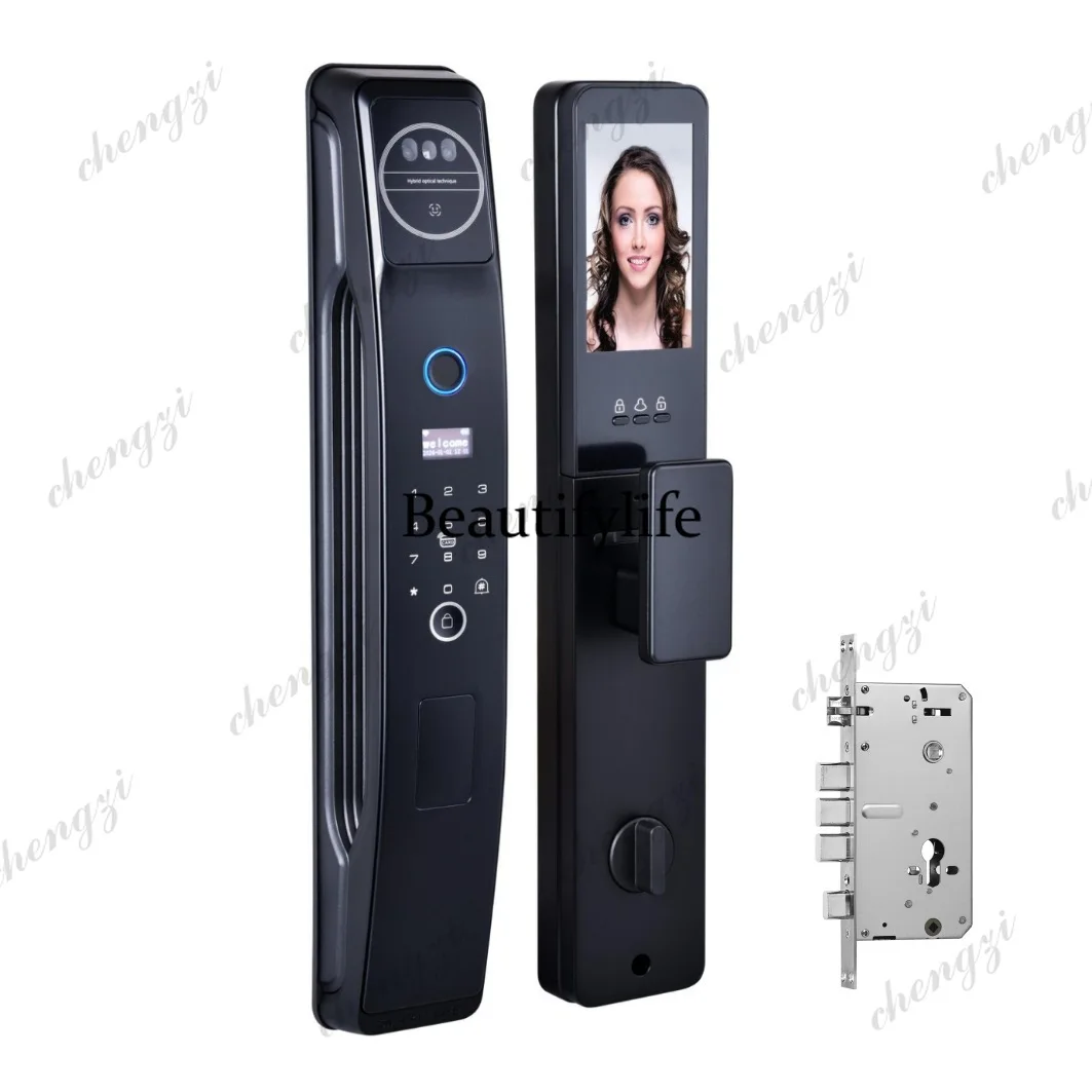 WIFI remote multi-language active intercom face fingerprint lock anti-theft door electronic lock