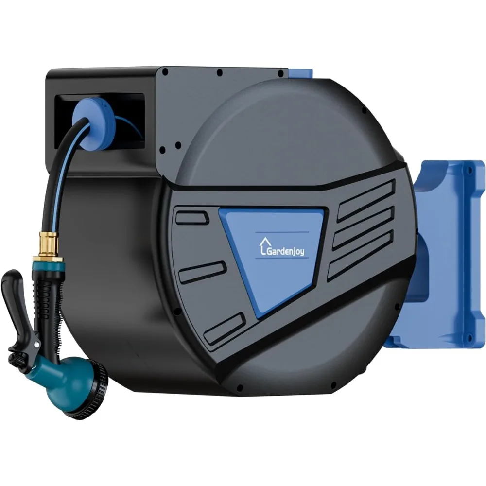 

Retractable Garden Hose Reel, 100ft x 1/2 inch Heavy Duty Garden Hose with 180°Swivel Wall Mounted Bracket, 10 Pattern