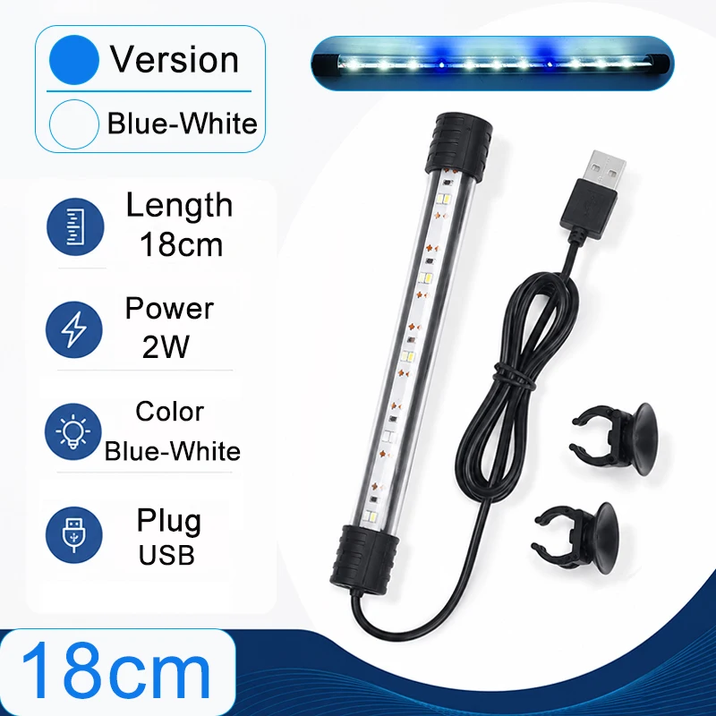 18-58cm USB Vollspektrum Aquarium LED-Lichtleiste Wasserdichte Tauchbare Fischbeckenlampe Unterwasser-Pflanzenwachstumsbeleuchtung – Detail 12
