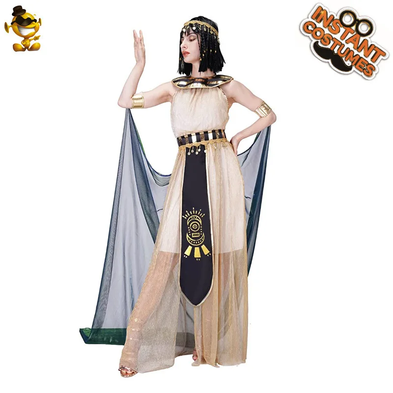 

4 pcs Cosplay Set Adult Ancient Egypt Queen Halloween Cosplay Costume Makeup Dance Queen Stage Performance Costumes