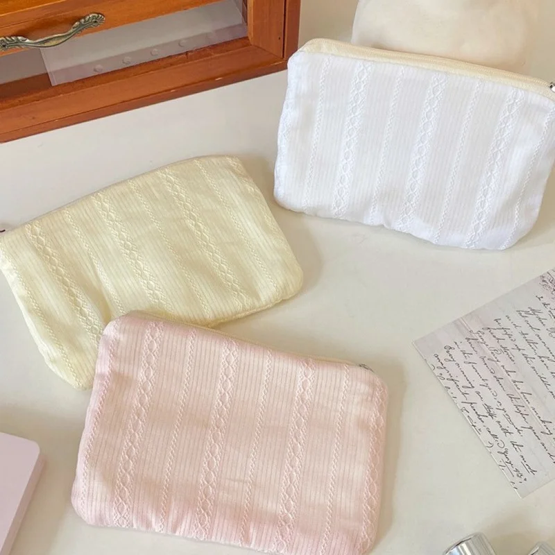 New Arrival Quilted Vertical Strip Cosmetic Bag, Large Capacity Skincare Storage Pouch, Multi-purpose Travel Wallet & Sundries O