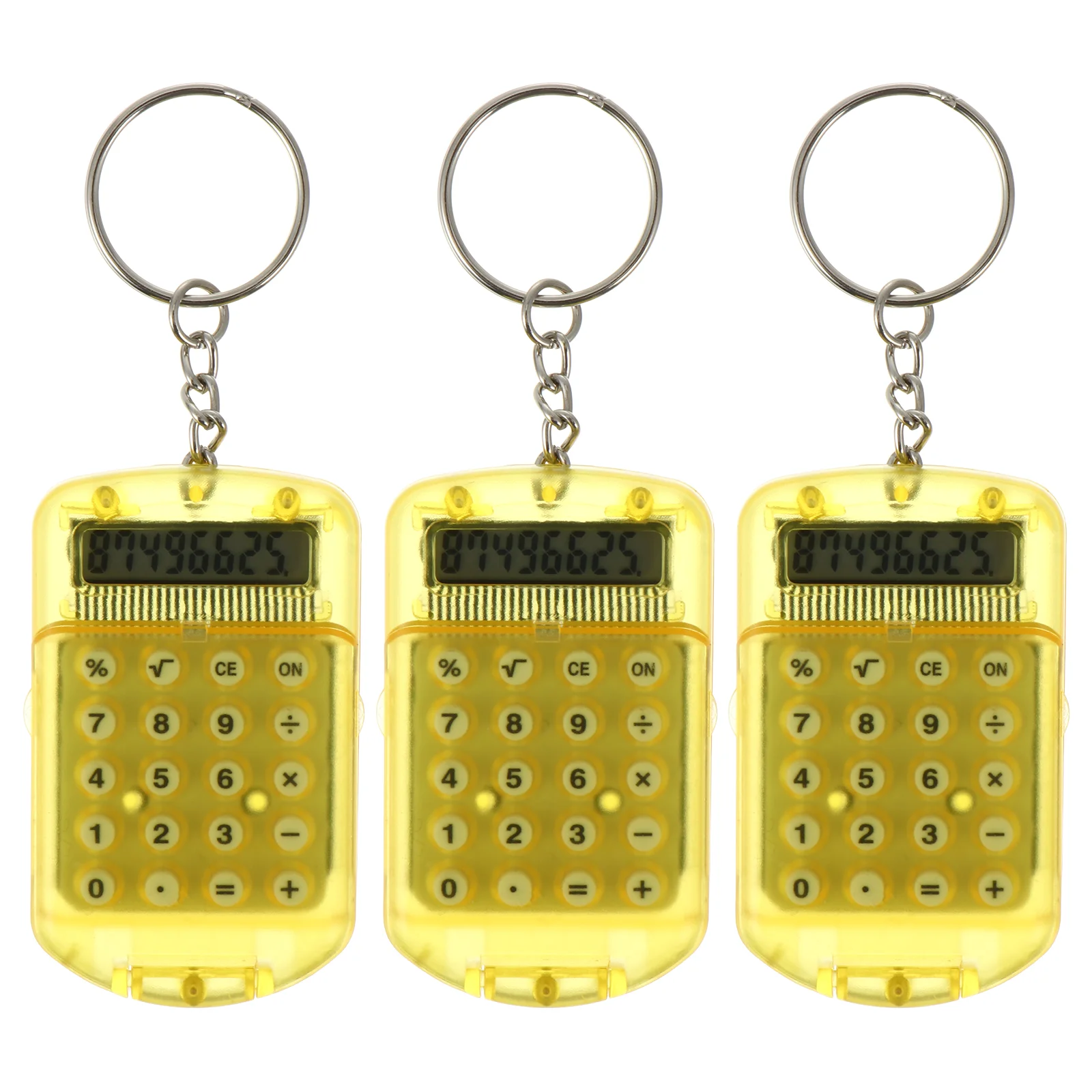 

3 Pcs Sticker Mini Calculator Key Ring Tiny Portable Keychain Orange Students Child