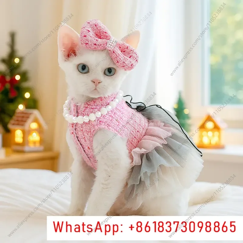 TOP selling Spot Clothing Pet Cute Factory Puppy Cat Pink Fragrant Bow Hairpin Bib Jewelry Set
