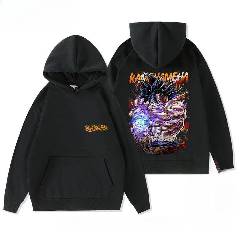 

2025 Dragon Ball Fashion New Hot Anime Saiyan Wukong Vegeta Vintage Autumn and Winter Sweater Hoodie Men's Loose Cotton