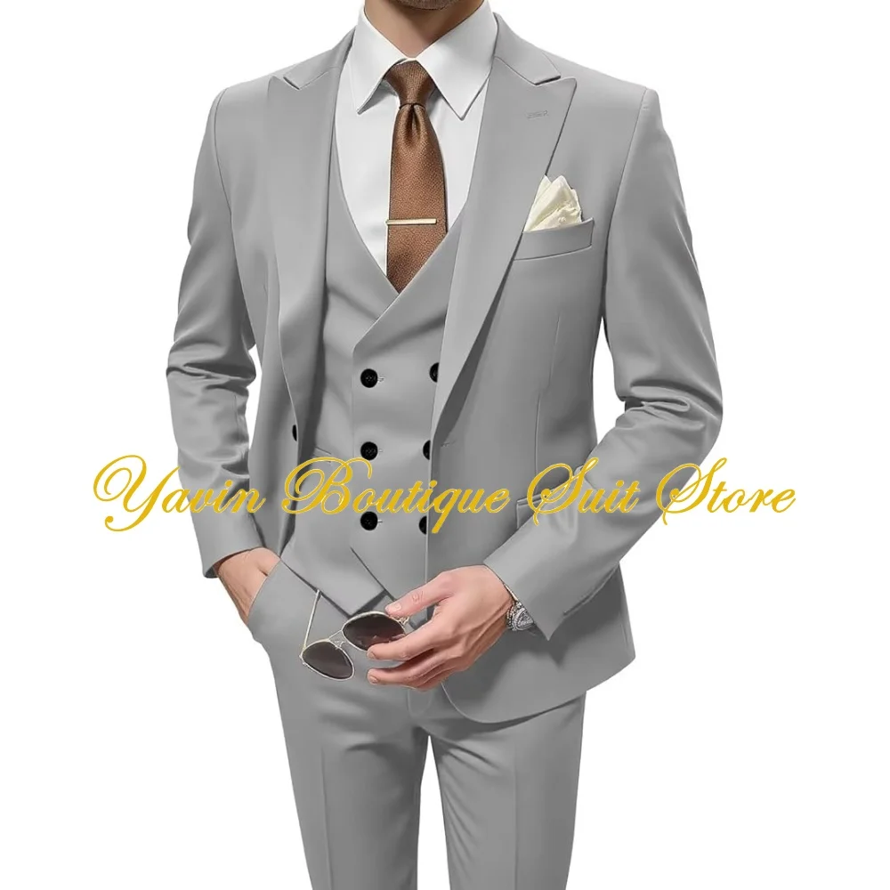 

Men's Suits 3 Piece Double Breasted Suit Men Slim Fit Wedding Suits for Men One Button Blazer Jacket Vest Pants Men Suit Set
