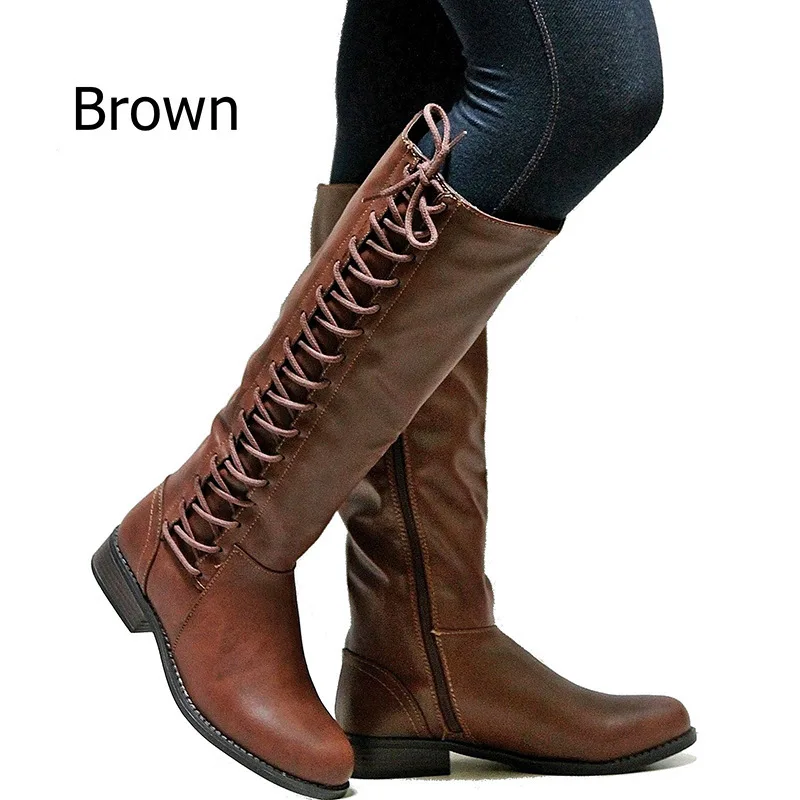 2021 Brand Women Winter Shoes Genuine Leather Women Winter Boots NWarmful High Quality Knee High Boots Lace-Up Motorcycle Boot99