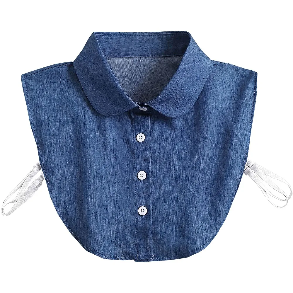 Adjustable Straps Denim Fake Collar Round Neck Korean Style Turtleneck Fake Collar All-match Solid Color Shirt Collar