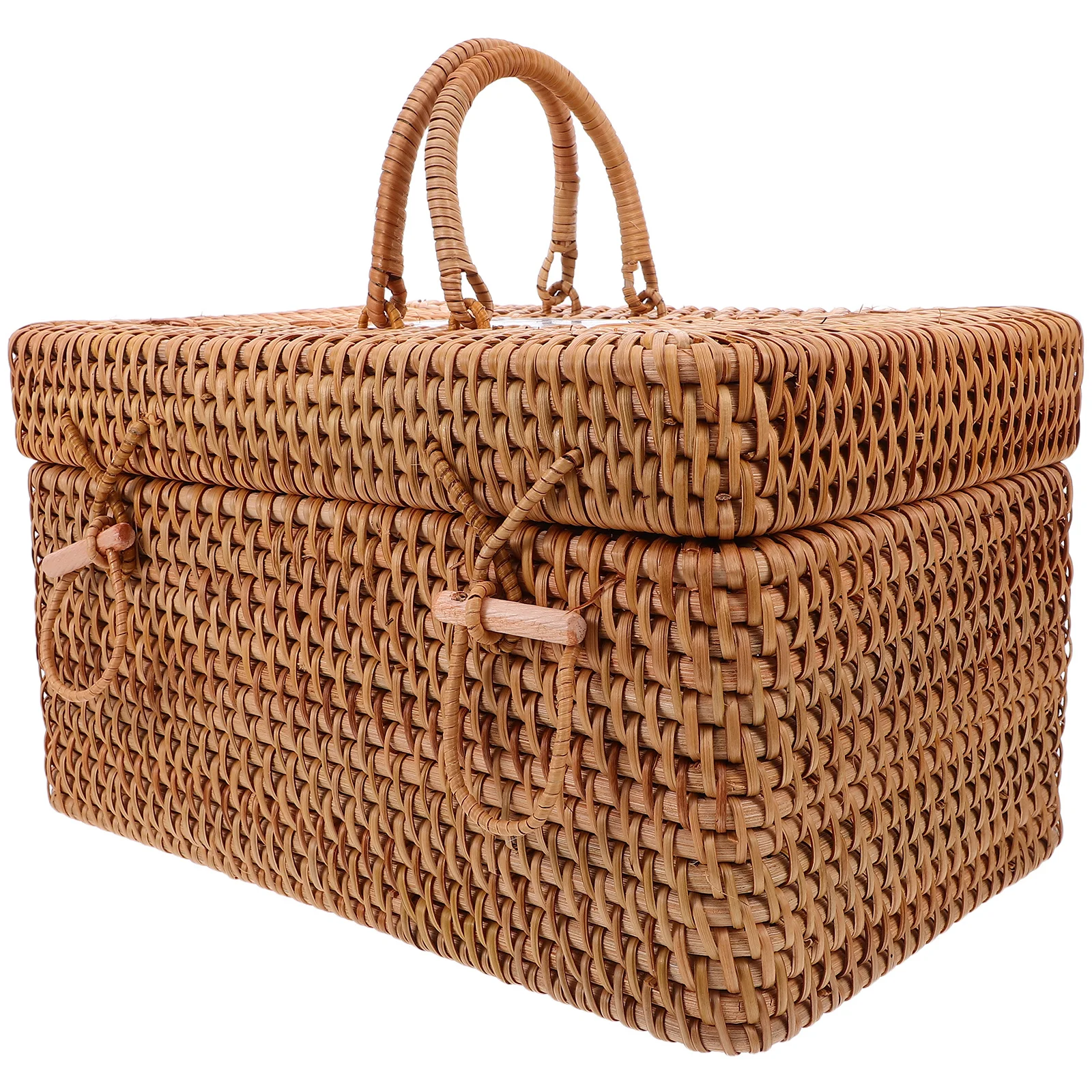 

Rattan Picnic Basket Outdoor Storage Box Handwoven Woven Container For Camping Kitchen Countertop Snack Fruit Vegetable