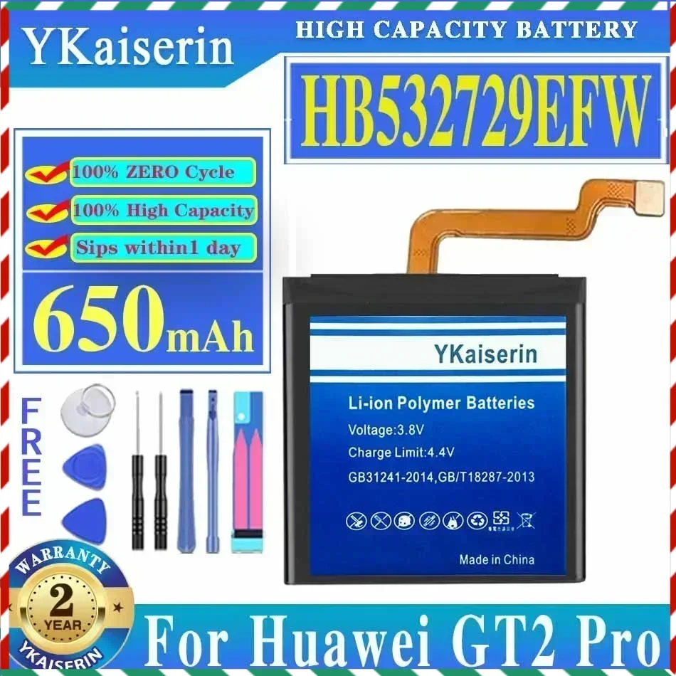 YKaiserin HB532729EFW 650mAh Battery for Huawei GT2 Pro GT2Pro Batteries + Free Tools