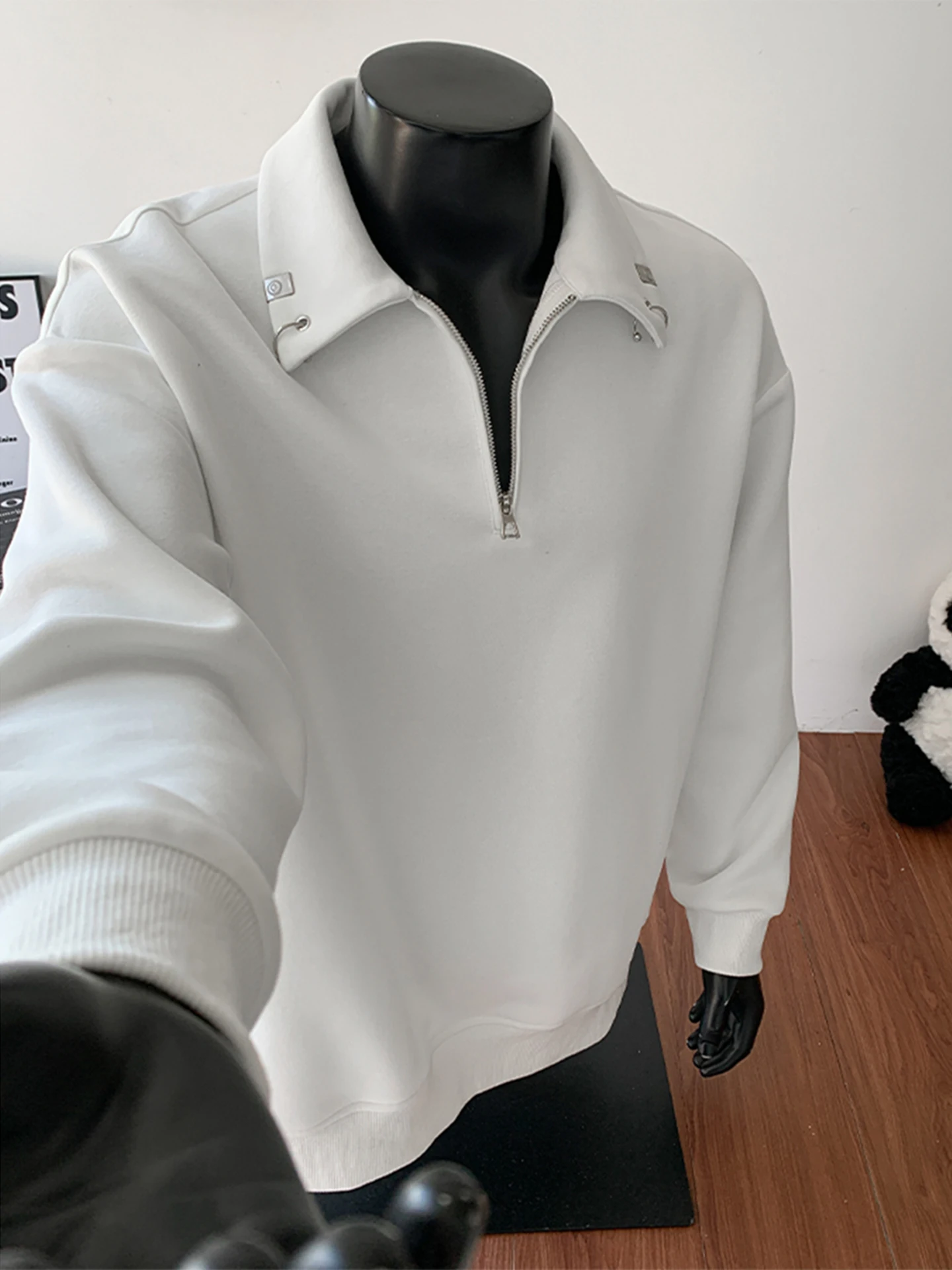 

Cleanfit Heavyweight f Zip Hoodie Men's American Retro Metal Bule Loose Haome Trendy Outerwear Casual Long Sve