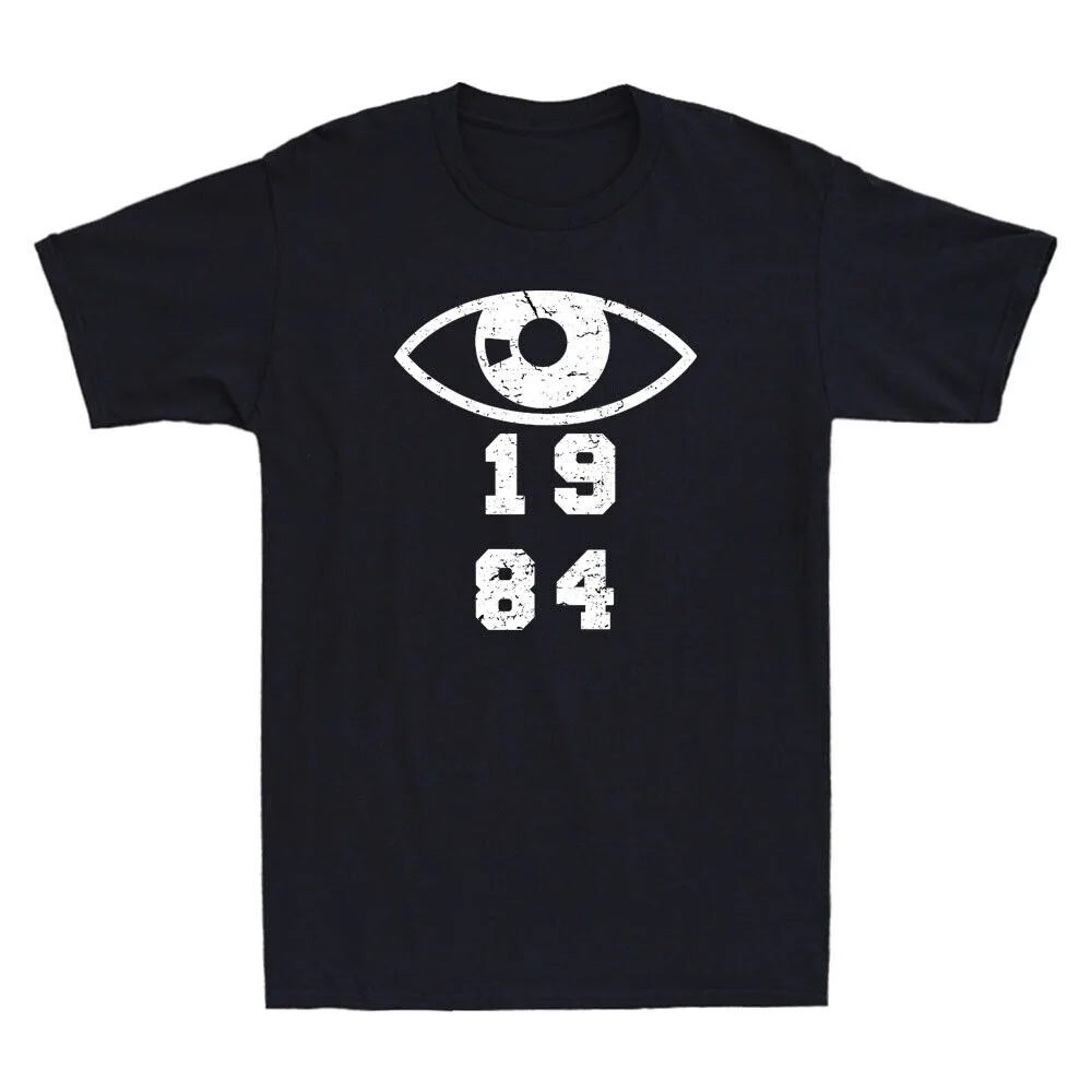 1984 Big Brother Is Watching You Funny Quote Vintage Men's Short Sleeve T-Shirt Summer Streetwear