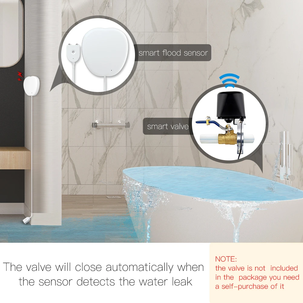 New WiFi Smart Flood Sensor Water Leakage Detector Flood Notification Alert Overflow Security Alarm System Tuya Smart Life App