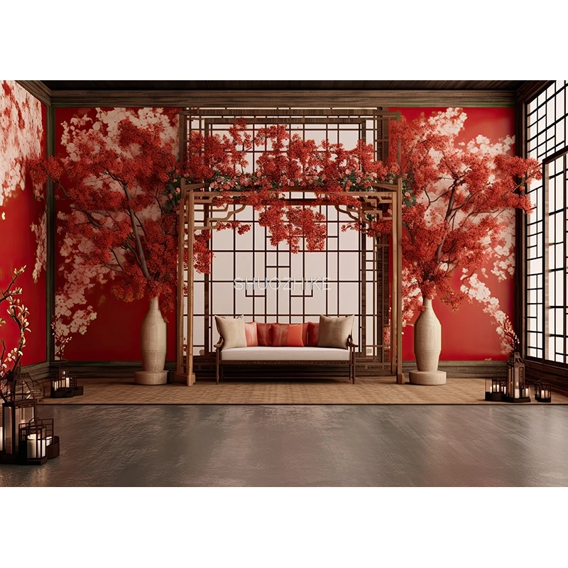 แฟนตาซีการถ่ายภาพแต่งงานฉากหลังดอกไม้ครบรอบพื้นหลังภายในผ้าม่านตกแต่ง Photo Studio Prop Phonecall SG-03