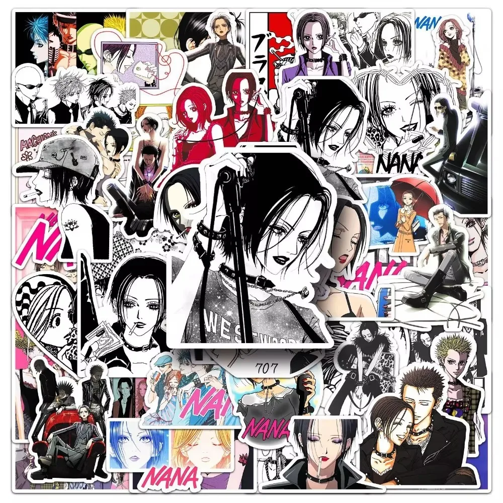 50 قطعة Kawaii أنيمي نانا ملصقات الديكور القرطاسية دراجة نارية السفر الأمتعة الهاتف القرطاسية ملصق لعبة كول الشارات هدية