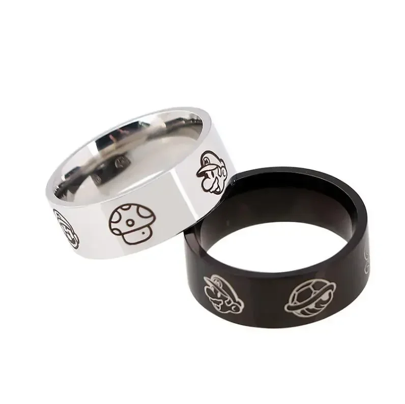 Super Mario Anime Rings Fashion Jewelry Mario Stainless Steel Women\'s Accessories Couple Ring Party Wedding Gifts