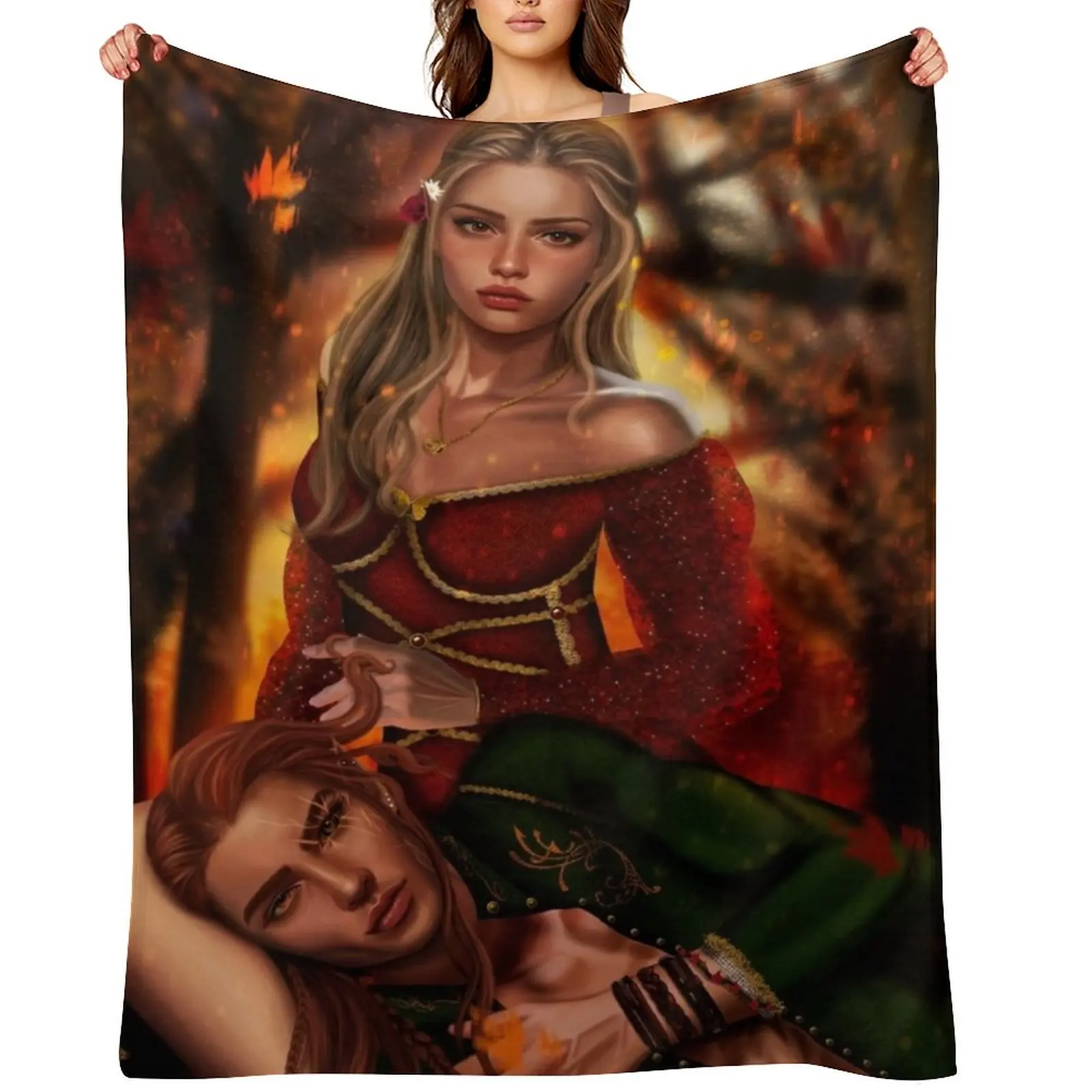 

Elain Archeron and Lucien Vanserra from Acotar Throw Blanket Bed linens Sofa Soft Quilt Blankets