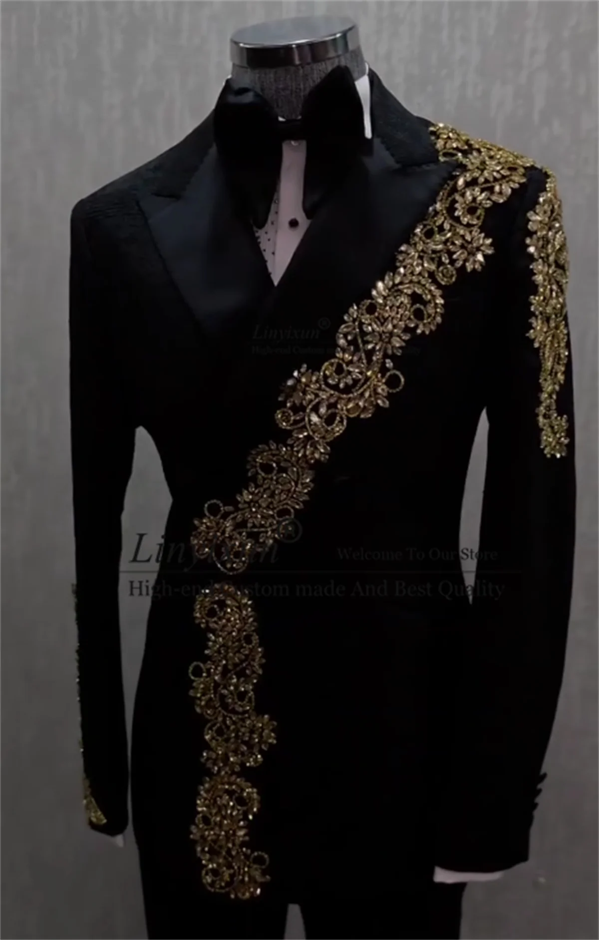 

Fashion Slim Fit Men Suit Customizd Stone Embroidery Tuxedos Male Prom Blazers 2 Pieces Sets Groom Wedding pantalones hombre