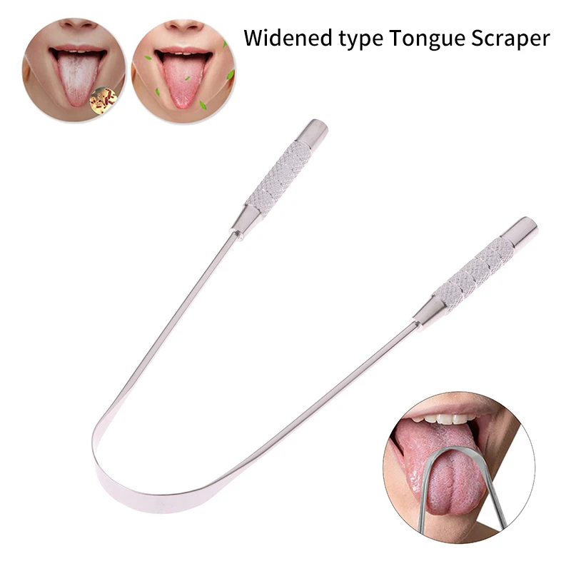 Raspador de lengua de Metal inoxidable, limpieza de aliento fresco, cepillo de dientes recubierto, higiene bucal, raspador de lengua para higiene bucal