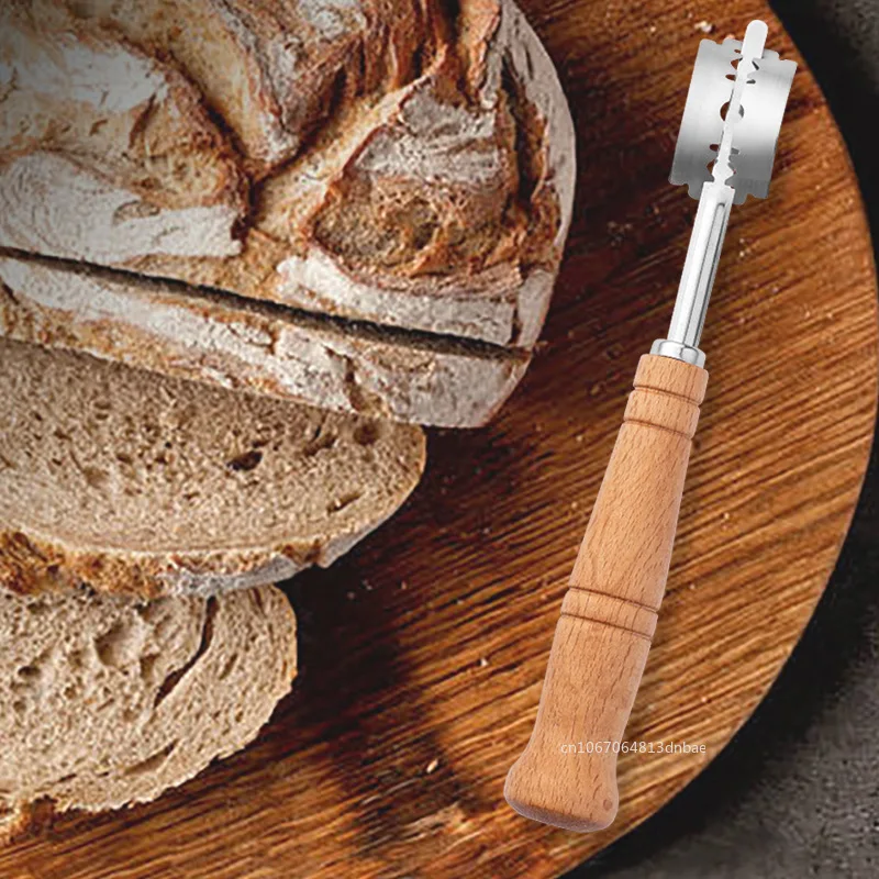 1 Set Wooden Handle Sourdough Bread Scoring Lame Bread Slashing Tool with 5Pcs Blades Bakers Lame Dough Scoring Cutter