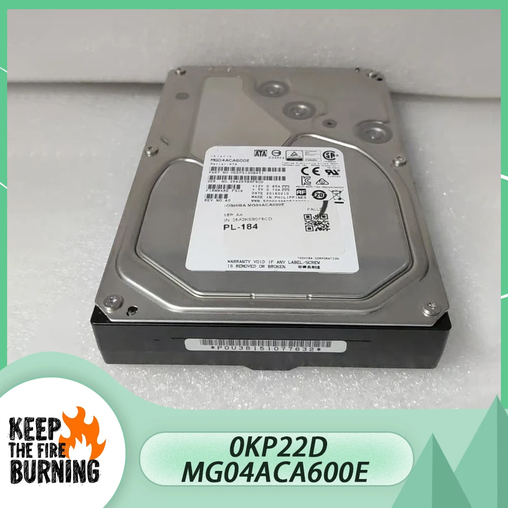 For DELL 6T SATA 3.5'' 7.2K MG04ACA600E 0KP22D Original HDD Server Hard Drive