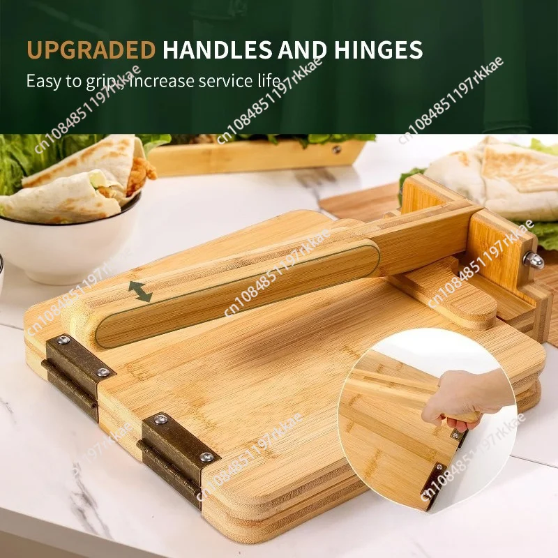 10 Inch Square Bamboo Tortilla Press Set with 60 Pc Parchment Paper, Heavy Duty Tortillera for Mexican Tacos,Burrito & Patacones